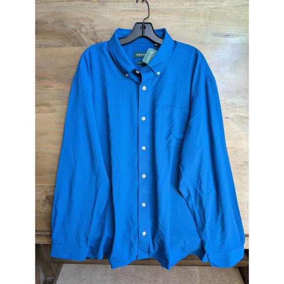 Orvis Shirt Mens 2XL Blue Gingham Single Chest Pocket Long Sleeve Button Down - Picture 1 of 5